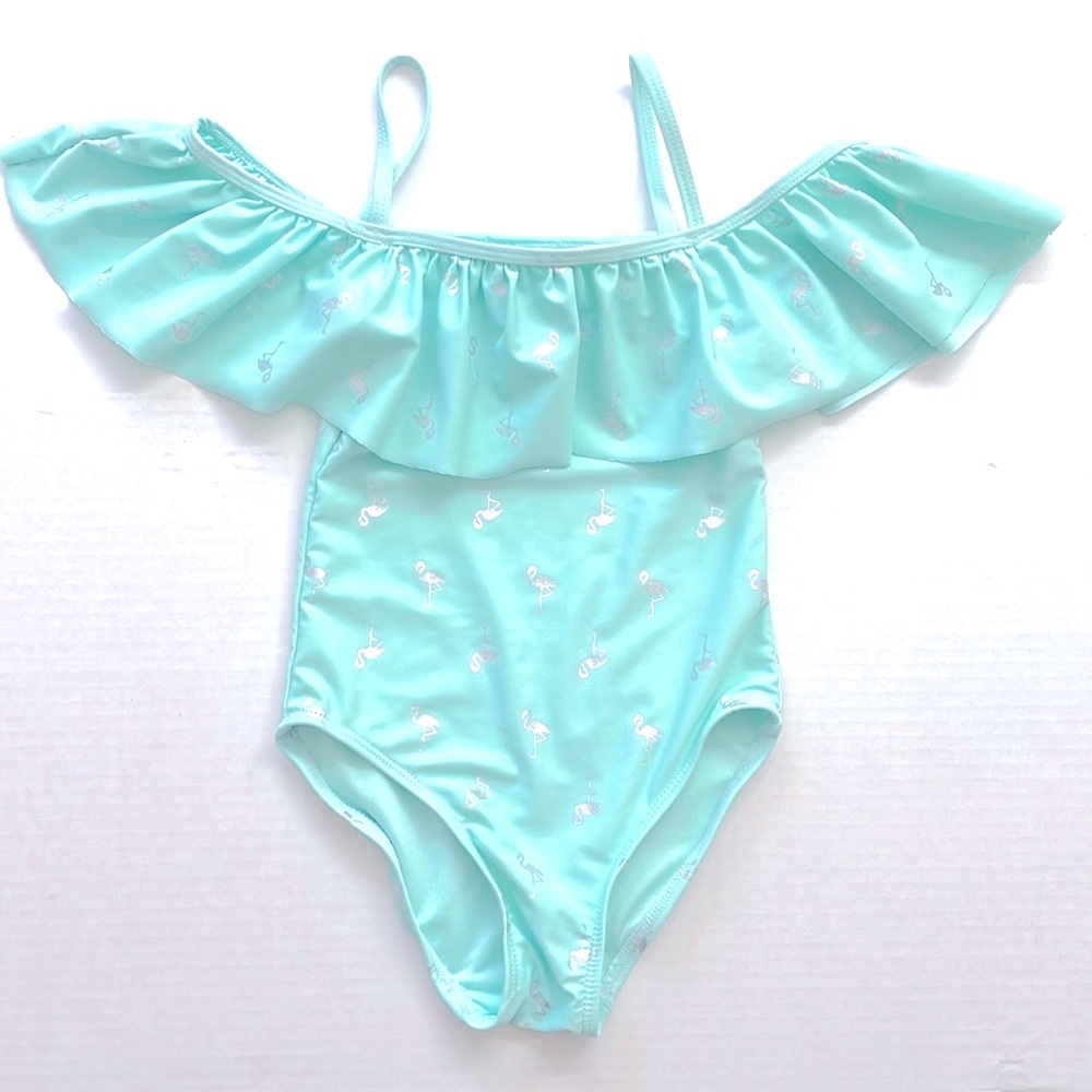 The Children’s Place Mint Green Flamingo Swimsuit, Size XS/4